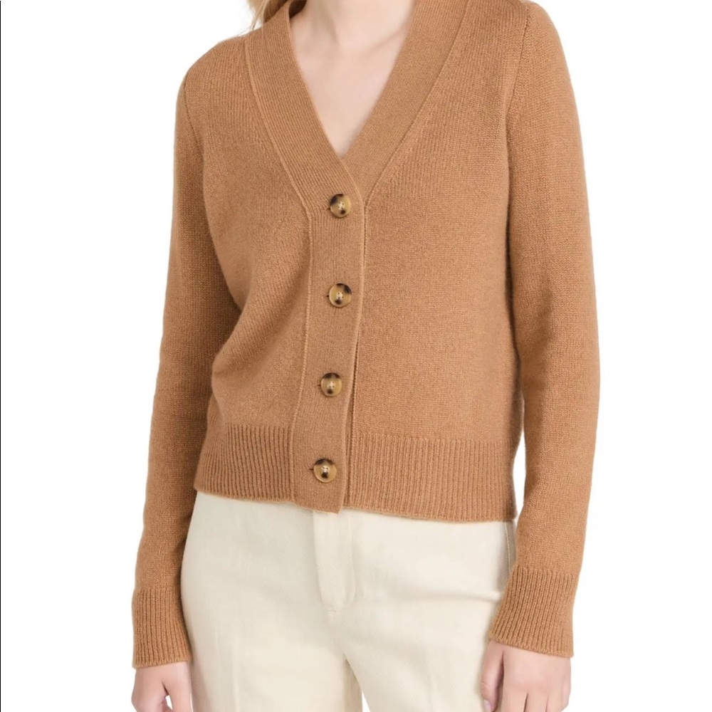 Vince textured shrunken cashmere cardigan camel XS